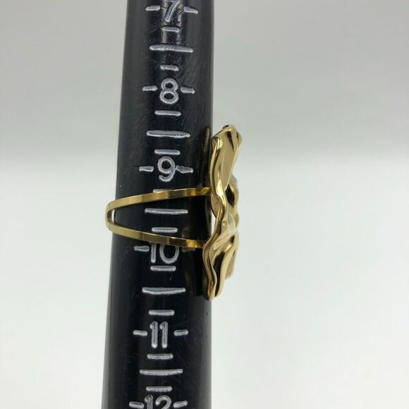 18K Gold Plated Women's Art Inspired Open Back Ring Hypoallergenic Waterproof - Picture 9 of 10